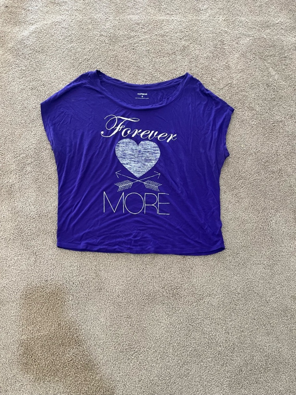 Express Women's Purple Graphic Crop Tee - 'Forever More'